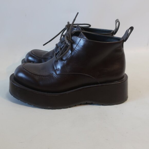 Womens Paloma Barcelo Dark Brown Leather Platform Shoe Bootie 38 US/7.5 - 8 - Picture 7 of 16